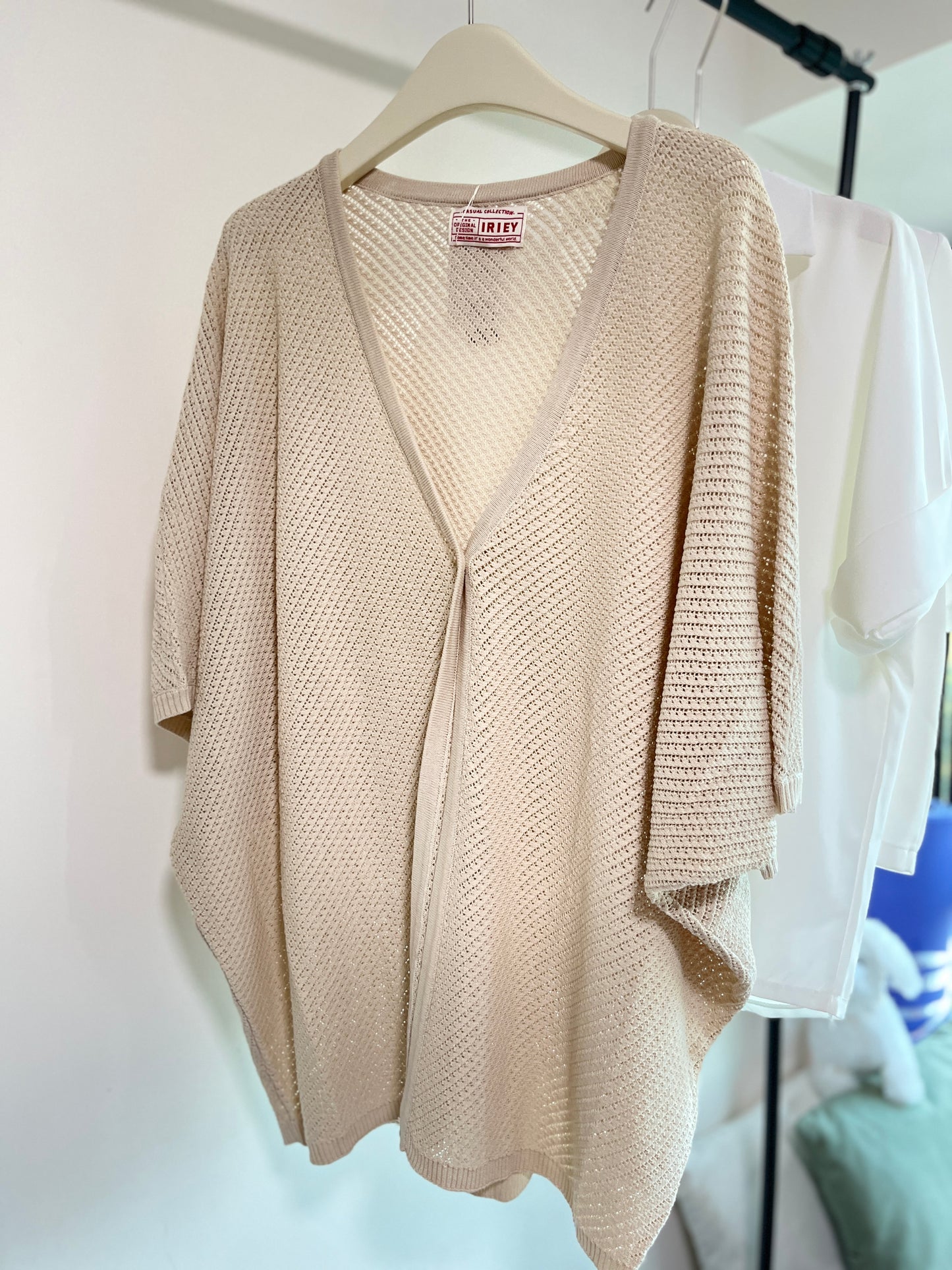 Openwork Cotton Blend Dolman Sleeve Cardigan Sweater 開襟空棉混紡蝙蝠袖毛衣鏤