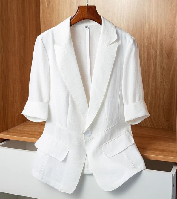 Slim Fit Short Sleeve Thin Blazer 休閒修身顯瘦短袖薄款小西裝外套上衣