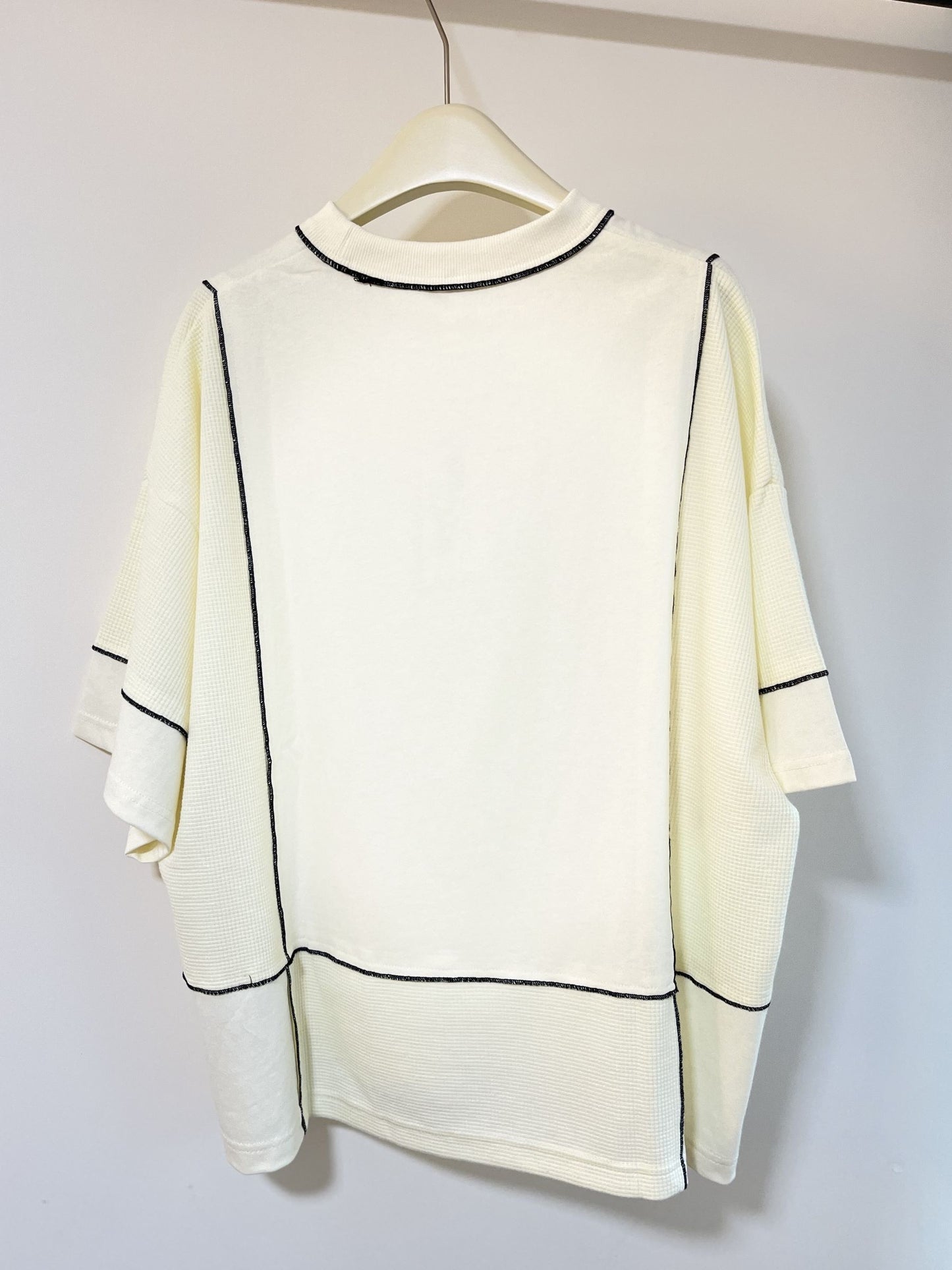 Patchwork Waffle Cut and Sewn T-Shirt 華夫格布料拼接T恤