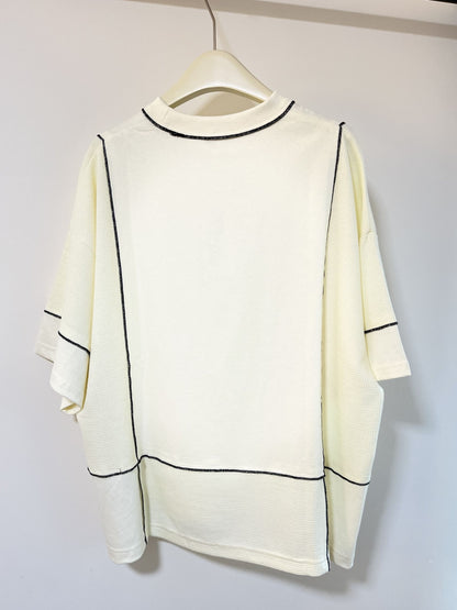 Patchwork Waffle Cut and Sewn T-Shirt 華夫格布料拼接T恤