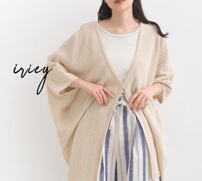 Openwork Cotton Blend Dolman Sleeve Cardigan Sweater  開襟空棉混紡蝙蝠袖毛衣鏤