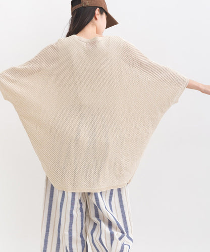 Openwork Cotton Blend Dolman Sleeve Cardigan Sweater  開襟空棉混紡蝙蝠袖毛衣鏤