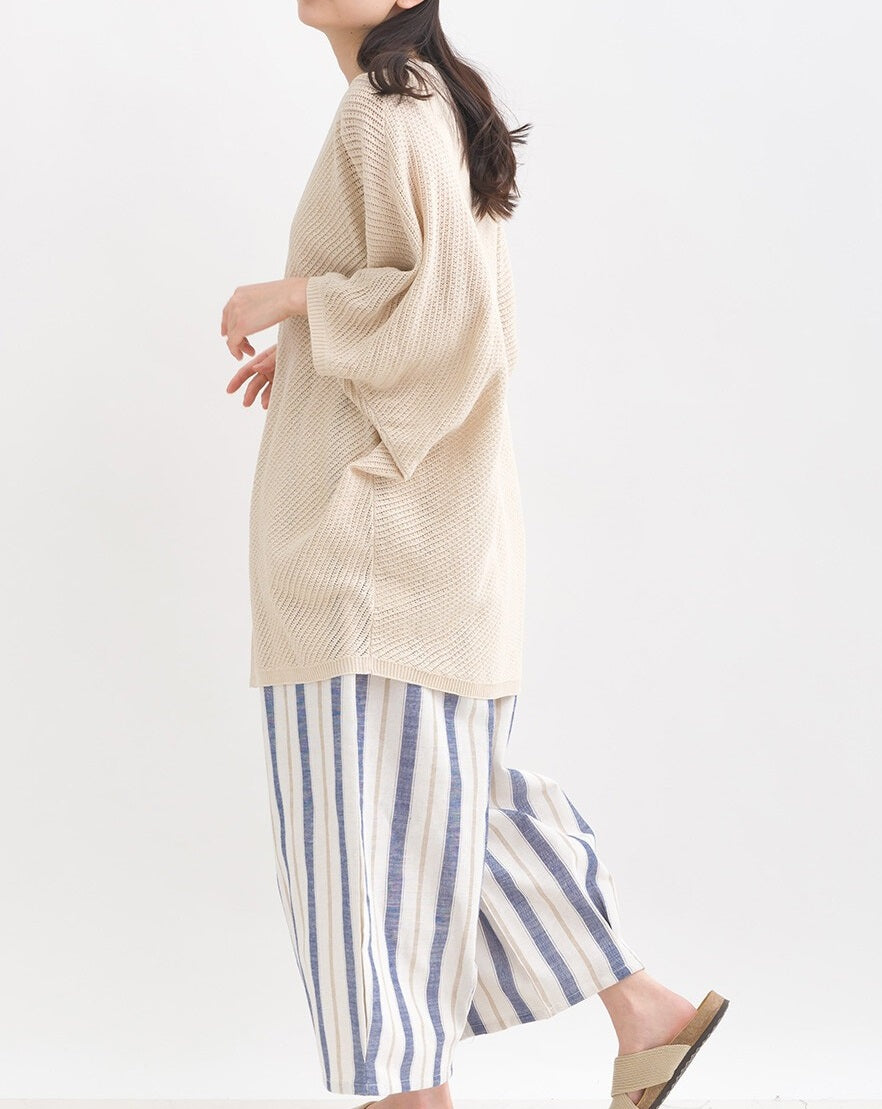 Openwork Cotton Blend Dolman Sleeve Cardigan Sweater  開襟空棉混紡蝙蝠袖毛衣鏤